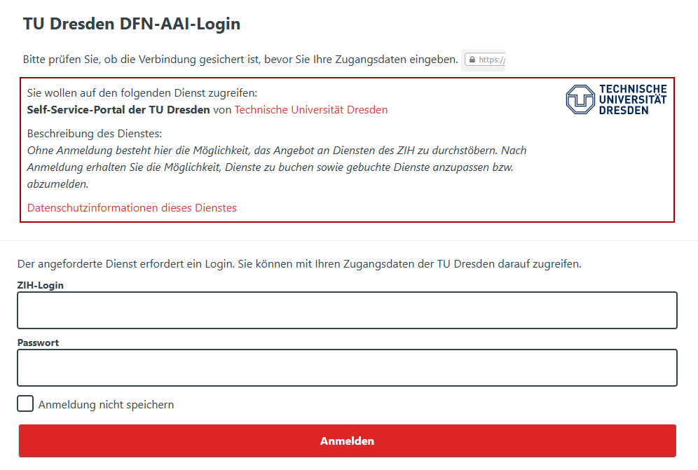 IdP Login Formular