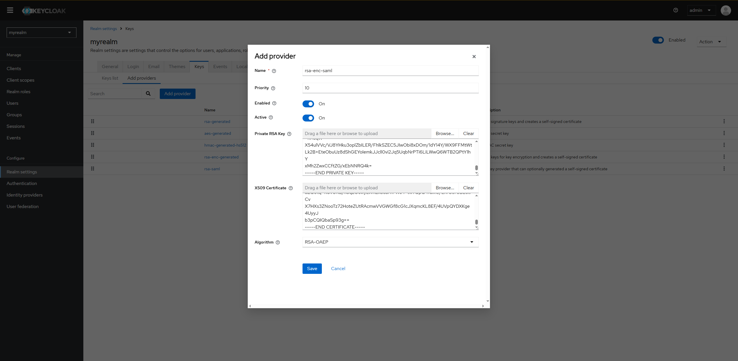 Upload SAML Zertifikat